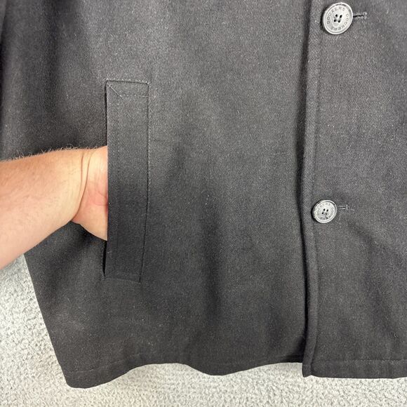 Dockers Pea Coat Men’s XXL Black Wool Blend Button Up Collared 4 Pockets - Picture 2 of 14